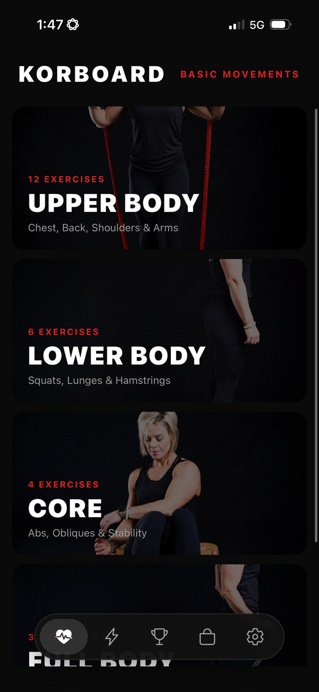 KORBOARD app &mdash; exercise library
